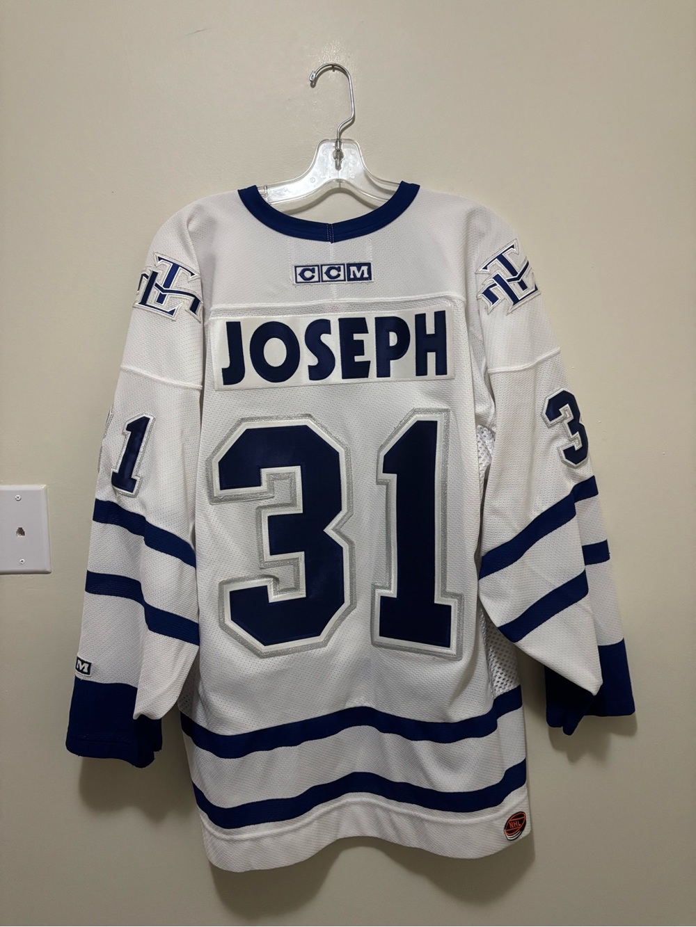 Vintage CCM Curtis Joseph Toronto Maple Leafs White Away Jersey (Size Large)